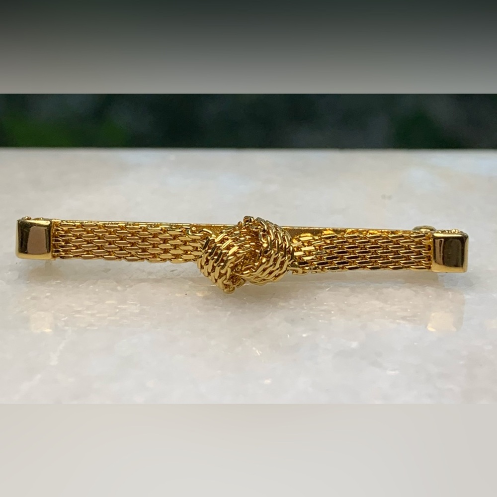 Vintage Napier Gold Tone Knot Bar Brooch Signed NAPIER